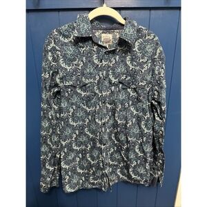 Moon Shine Spirit Brad Paisley Shirt Mens M Blue Paisley Pearl Snap Cowboy